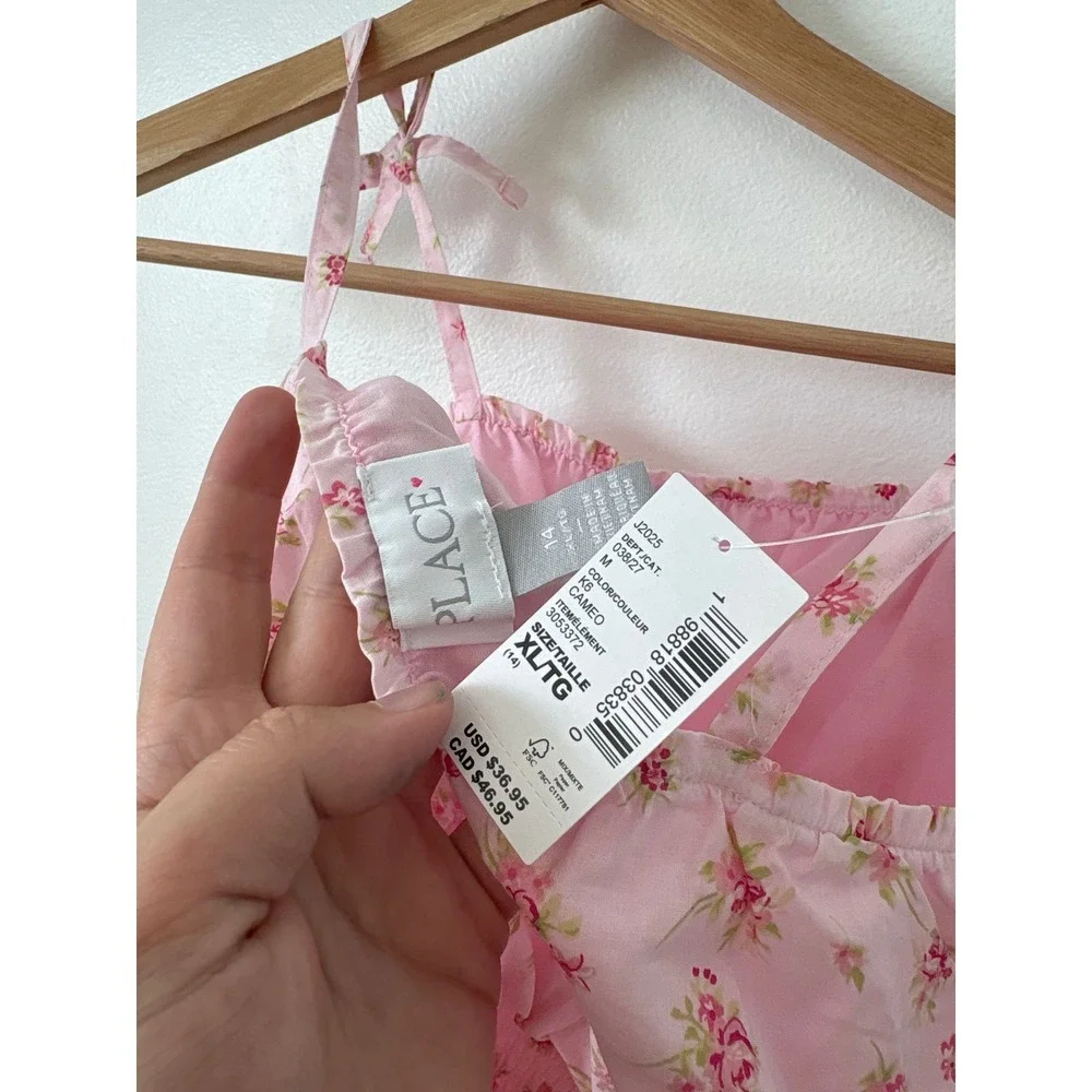 The Children's Place Girls Floral Smocked Tiered Dress – Pink – Size XL –‎ NWT